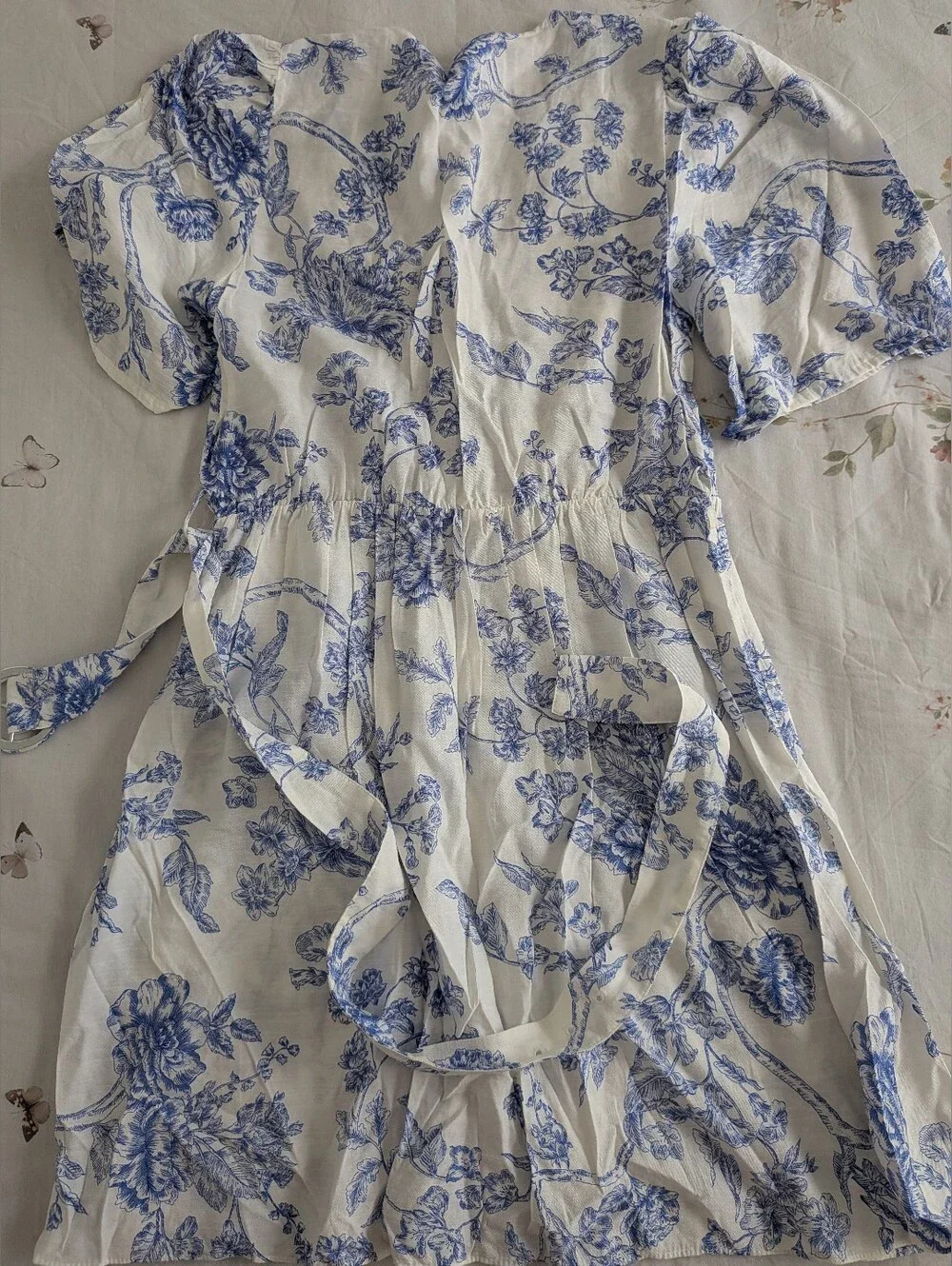 Mango White Dress with Blue Floral Print - Picture 9 of 14